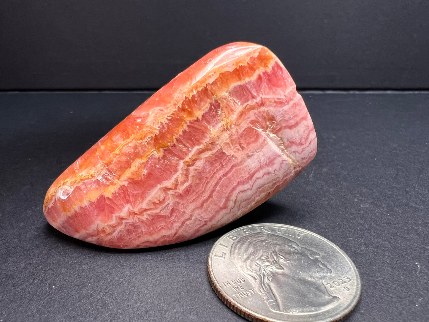 Argentinian polished rhodochrosite stone 62.26 grams