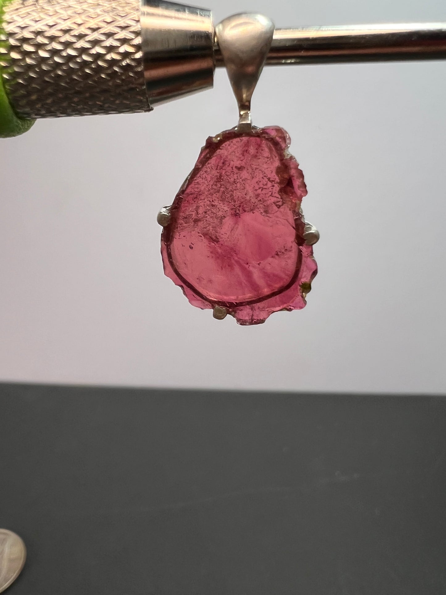 NEW Pink tourmaline sterling silver pendant 2.16 grams