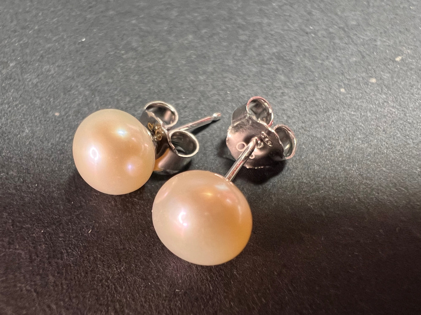 NEW white freshwater pearl stud earrings in sterling silver