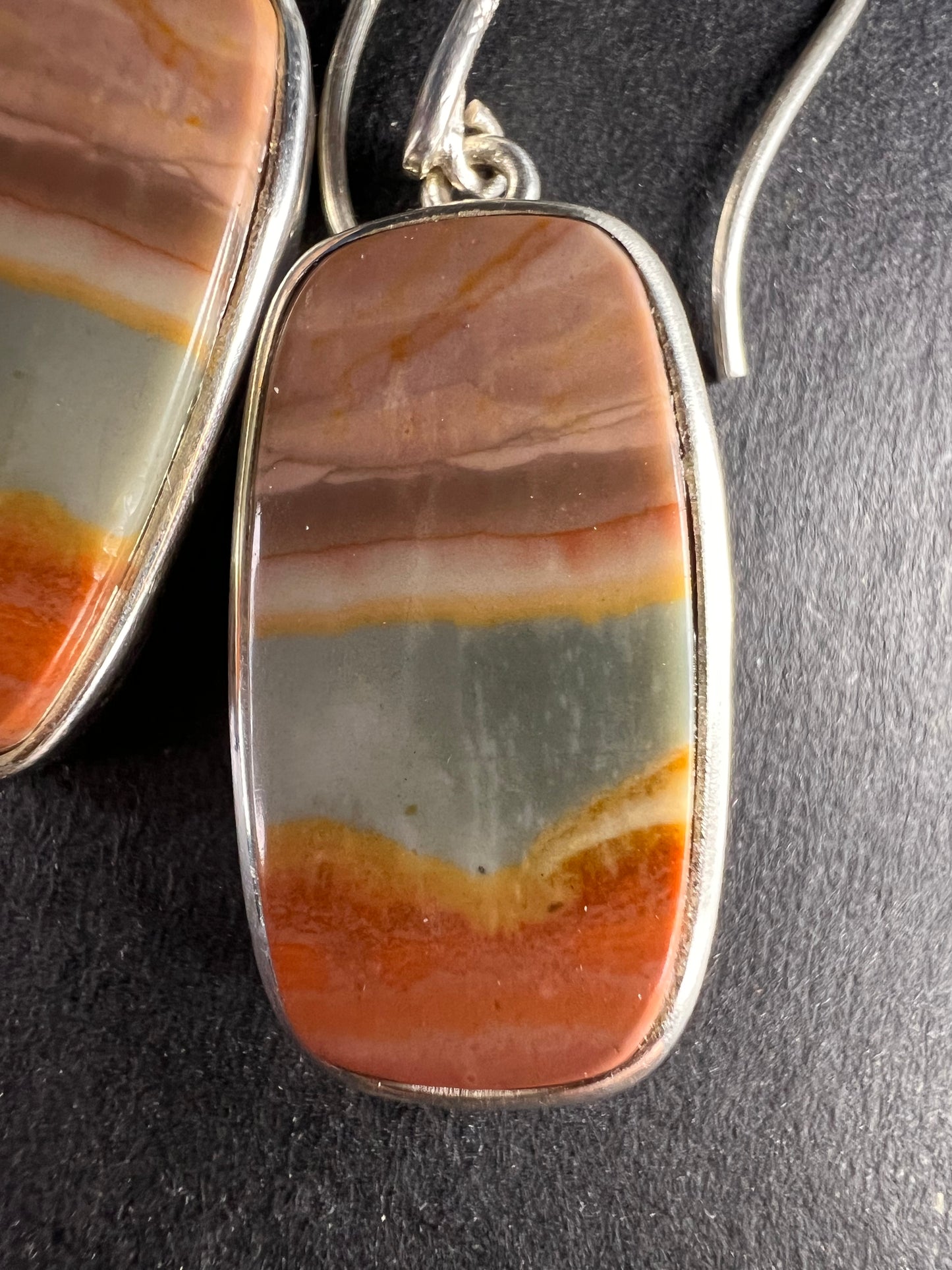 NEW polychrome Jasper sterling silver earrings 9.39 grams
