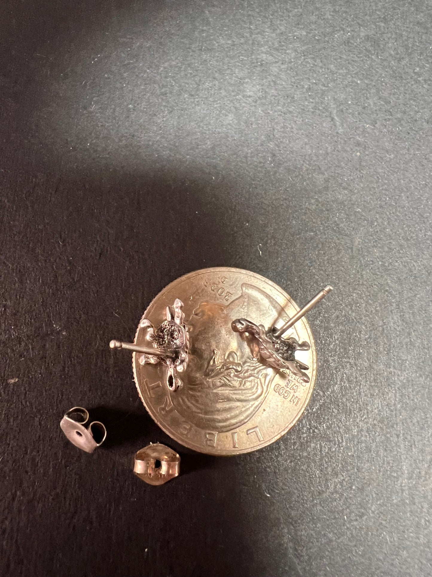 Tiny sterling silver turtle stud earrings