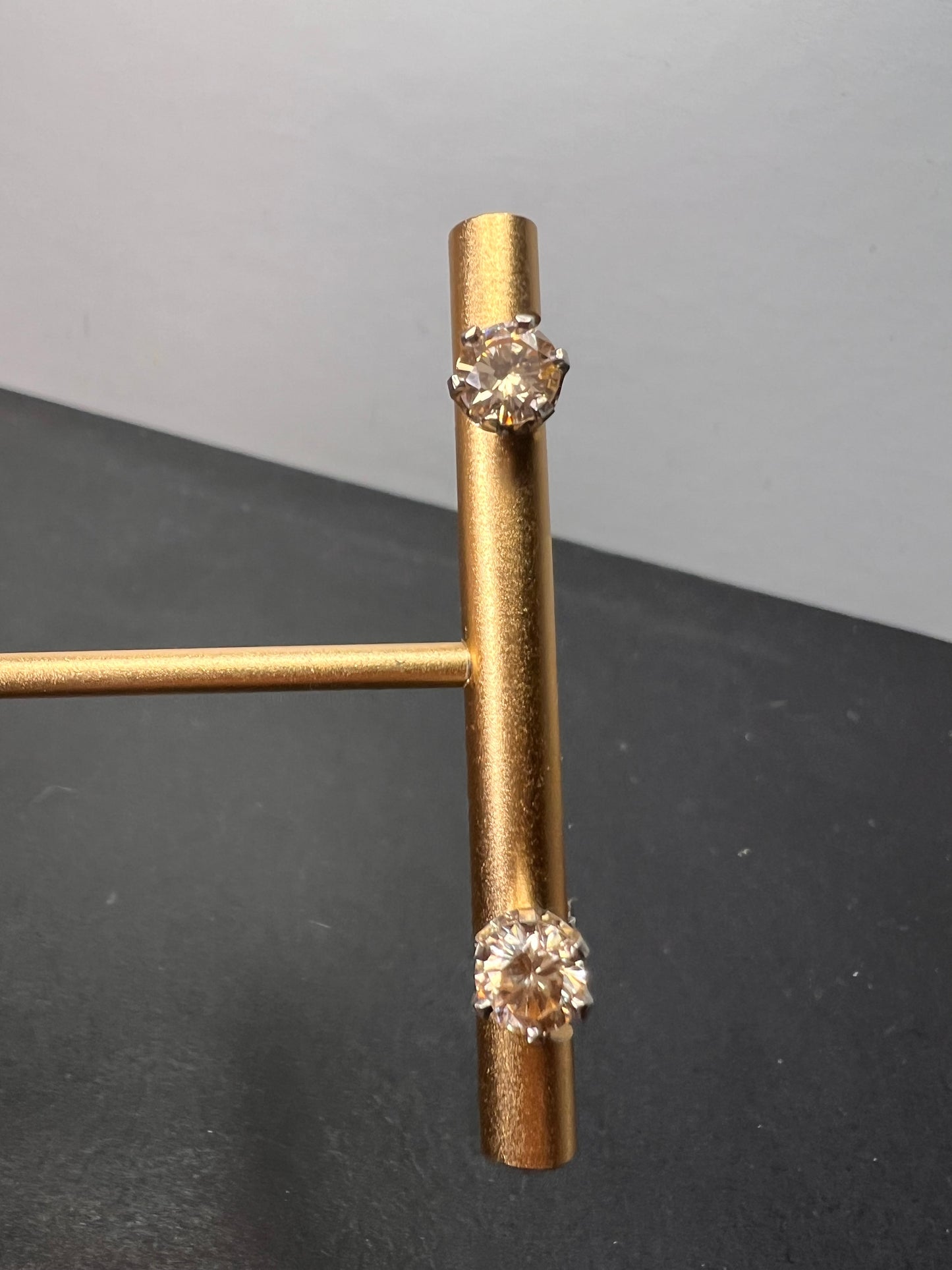 14k white gold champagne 2ctw CZ stud earrings 6.7mm