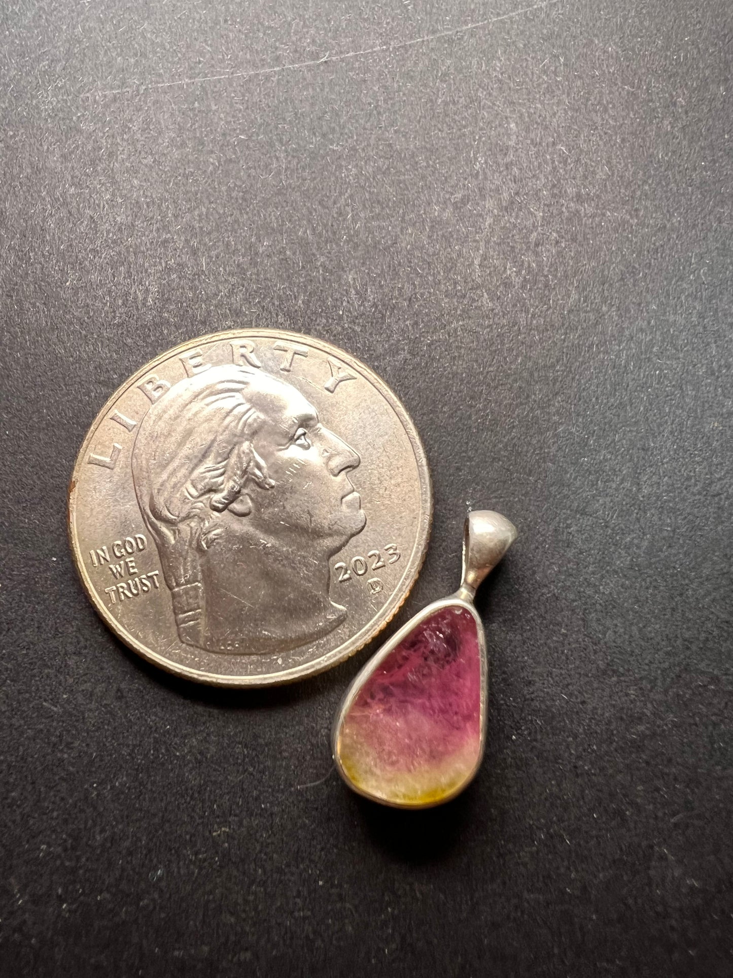NEW Pink Watermelon tourmaline sterling silver pendant 1.24 grams