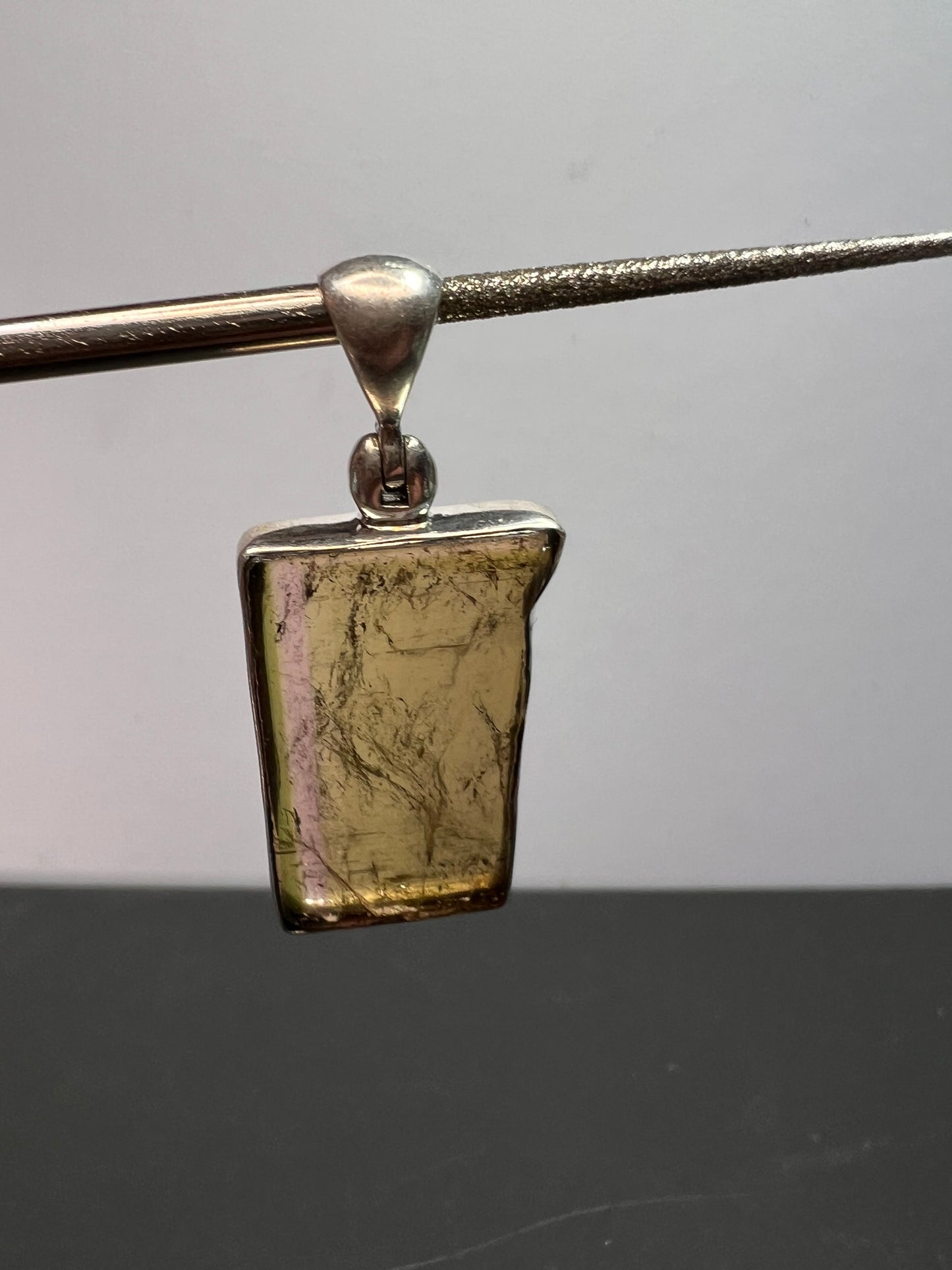 NEW Green watermelon tourmaline sterling silver pendant 4.97 grams