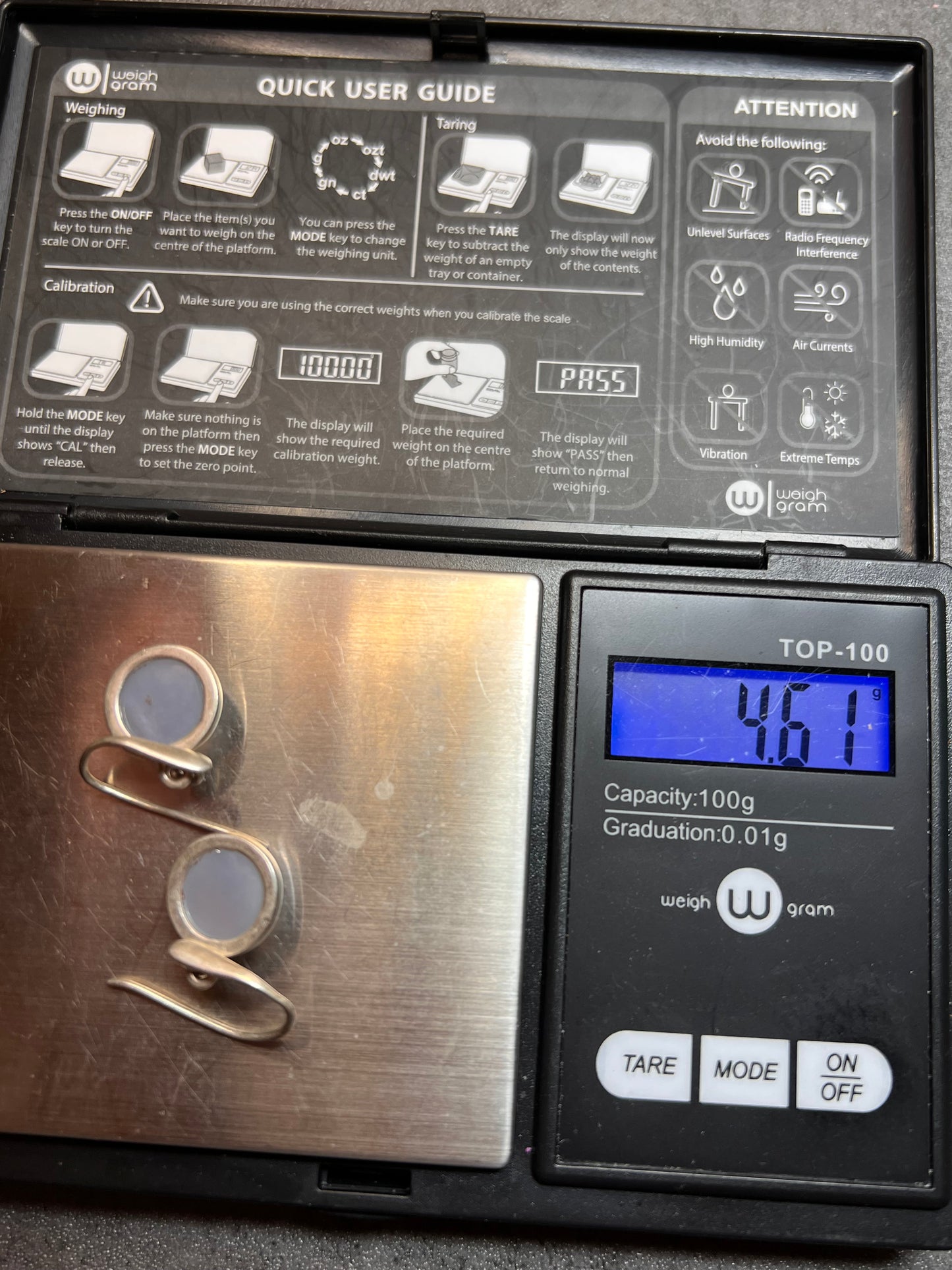 NEW Blue chalcedony sterling silver earrings 4.61 grams