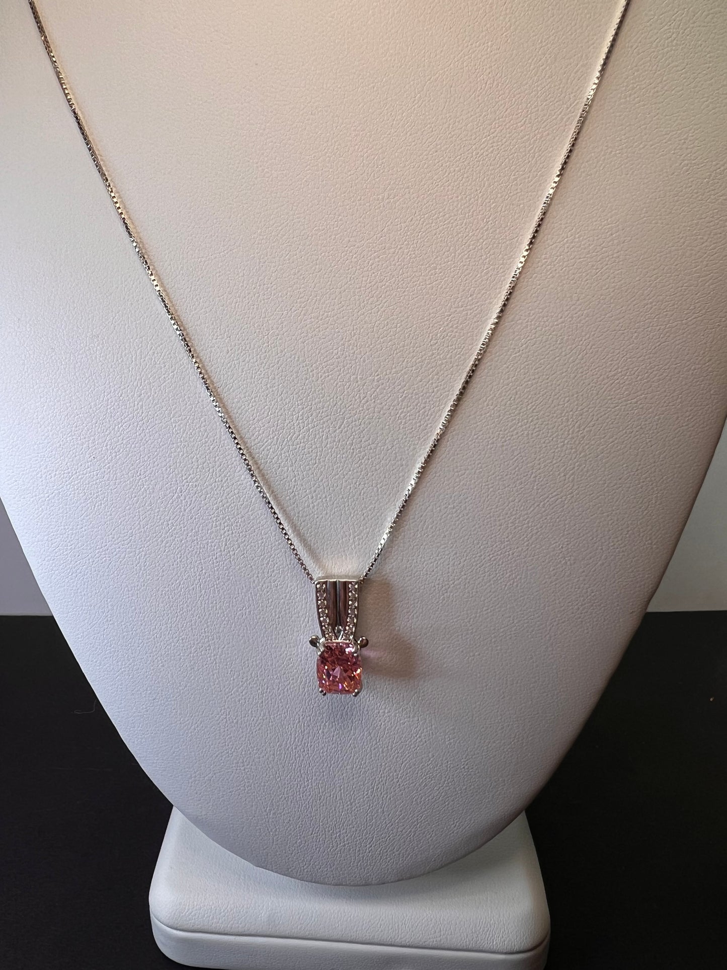 Bella Luce 5.17ctw Pink and white CZ Rhodium Over Silver Pendant