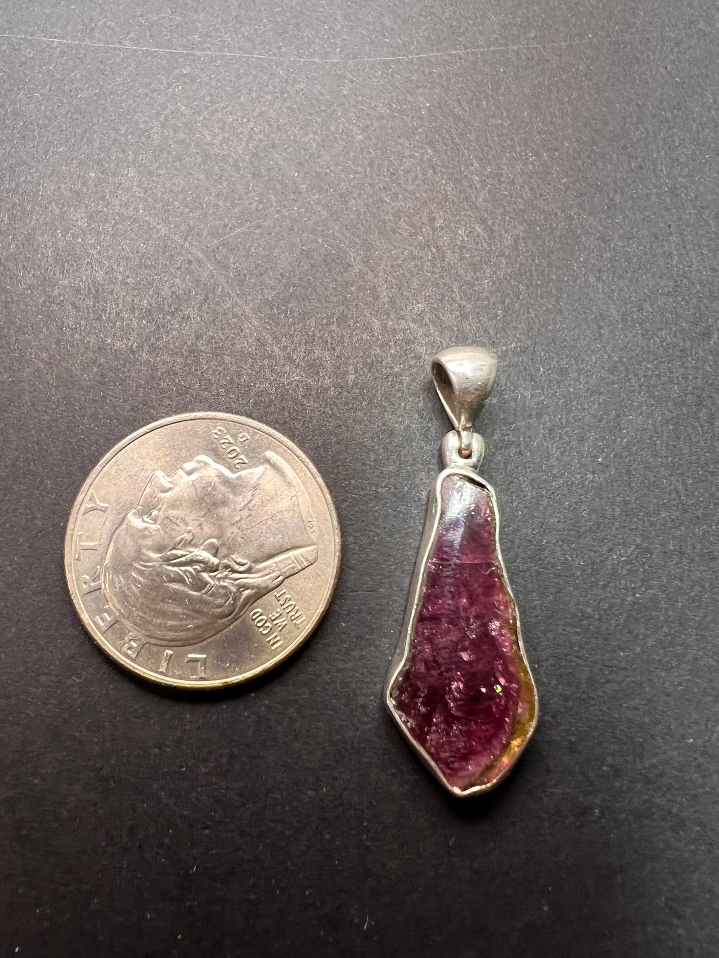 NEW Pink Watermelon tourmaline sterling silver pendant 2.65 grams