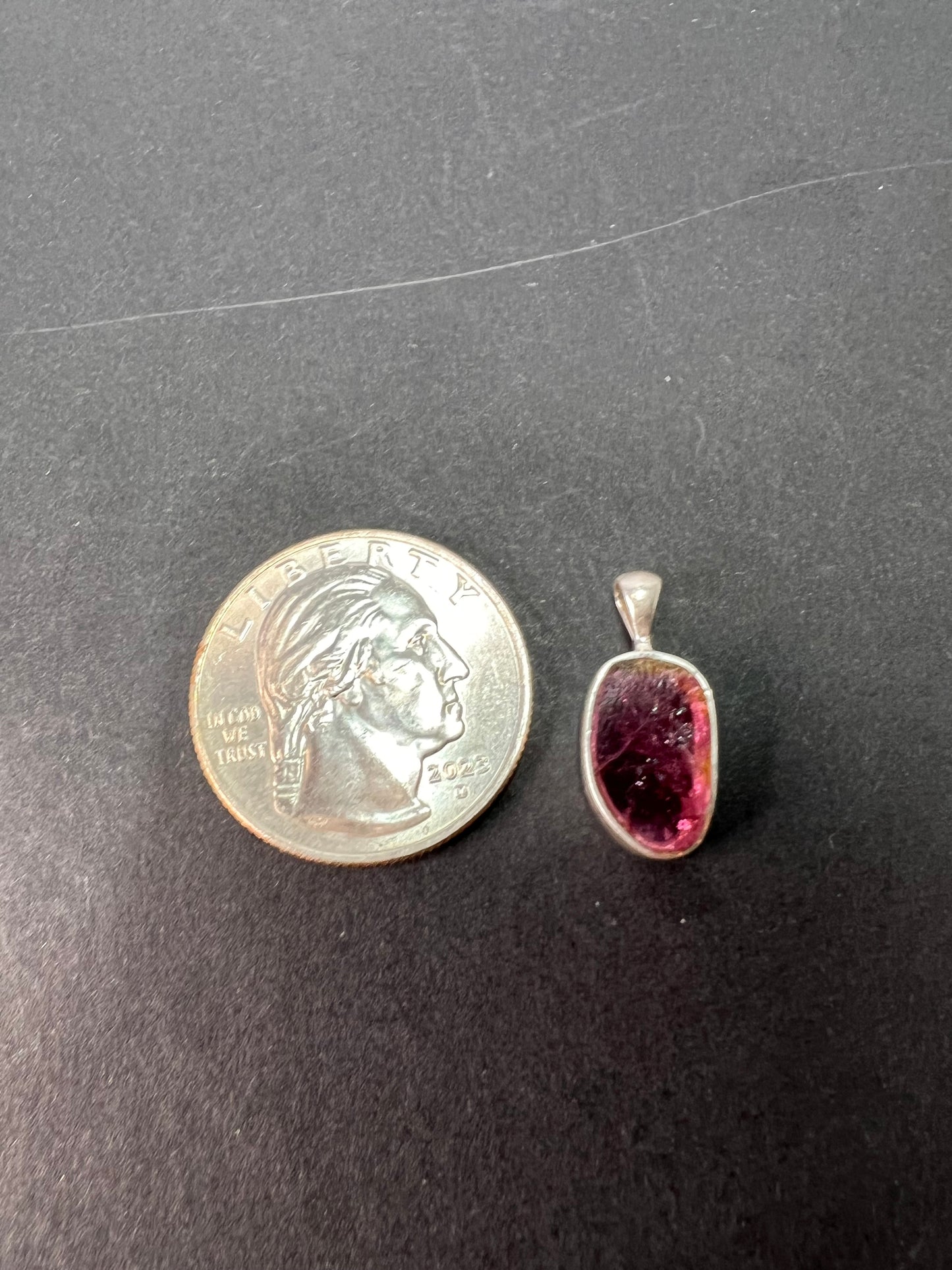 NEW pink/ watermelon tourmaline sterling silver pendant 1.31 grams