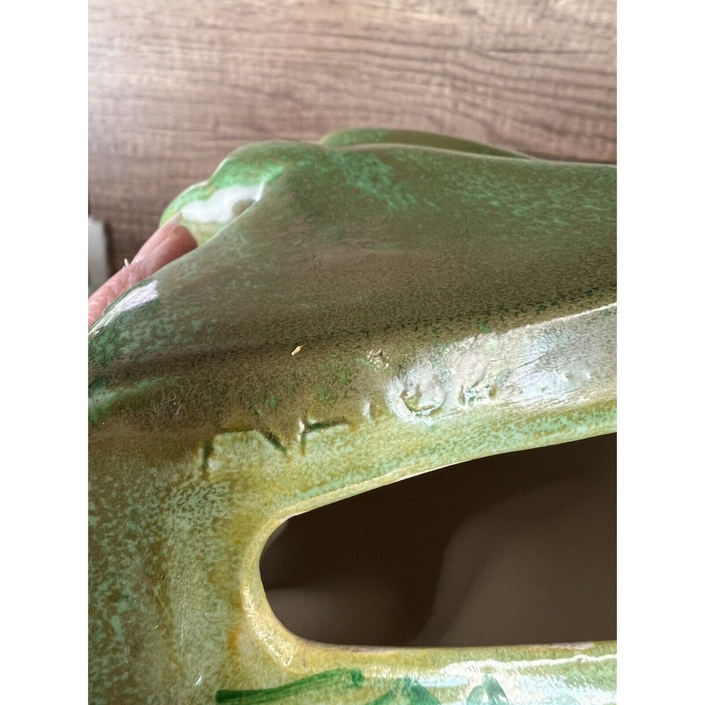 Vintage Female Head Bust Hand Painted Chalk Ware Green Head Scarf Ceramic
