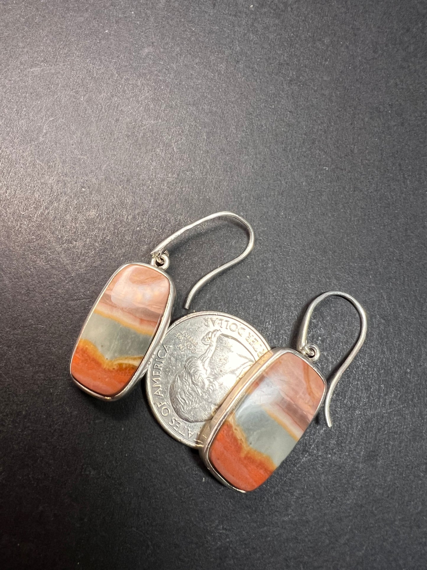 NEW polychrome Jasper sterling silver earrings 9.39 grams