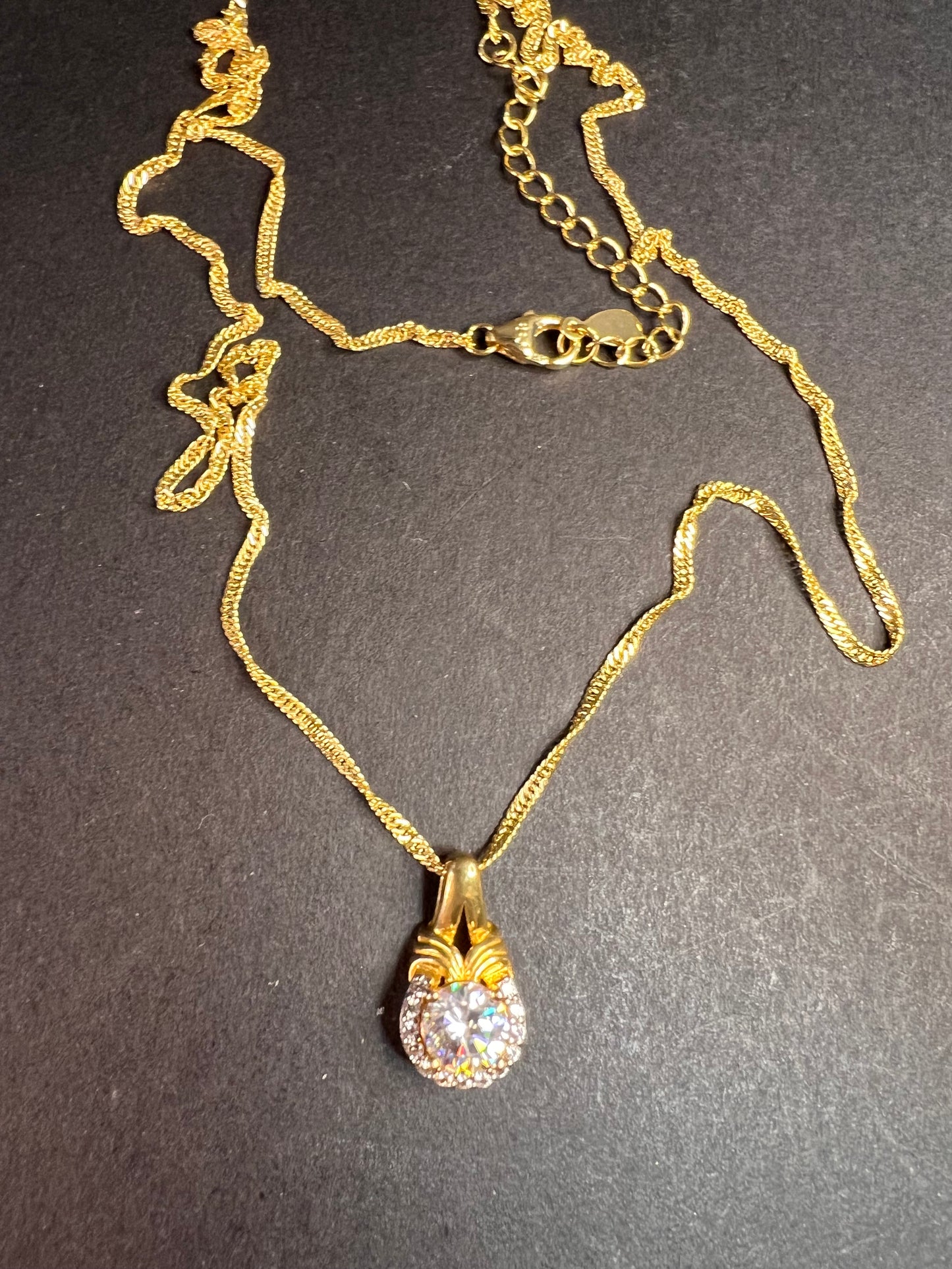 Strontium Titanate And White Zircon 18k Yellow Gold Over Sterling Silver Pendant With Chain 1.23ctw