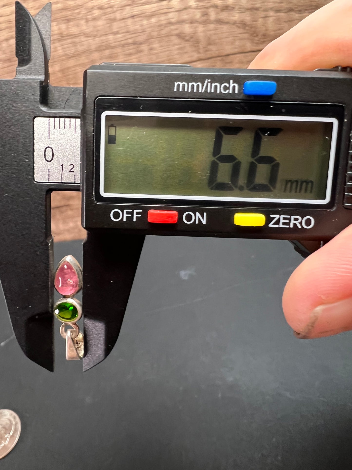 NEW Pink tourmaline and chrome diopside sterling silver pendant 1.47 grams