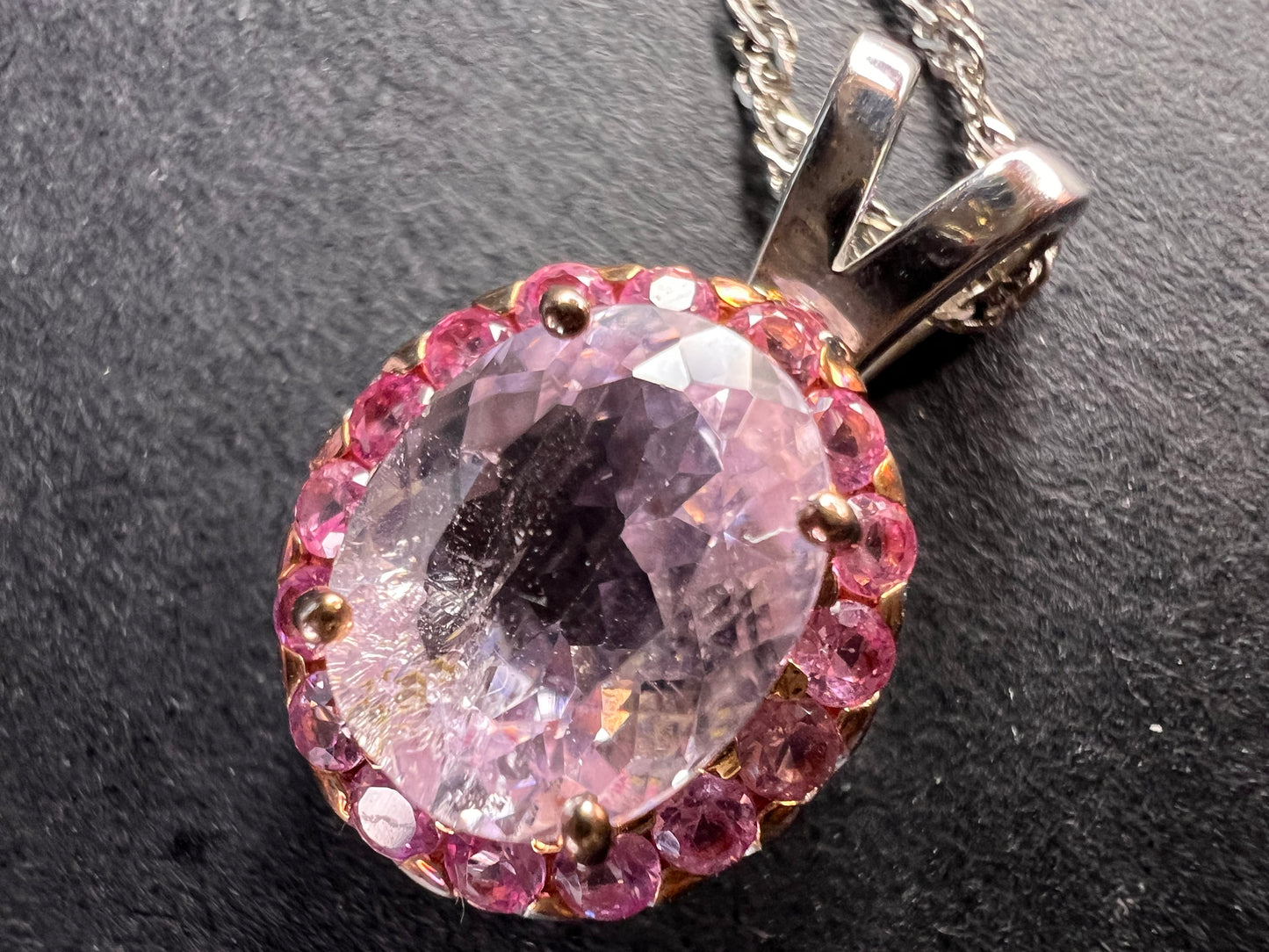 Pink Kunzite Rhodium Over Sterling Silver Pendant With Chain 3.28ctw