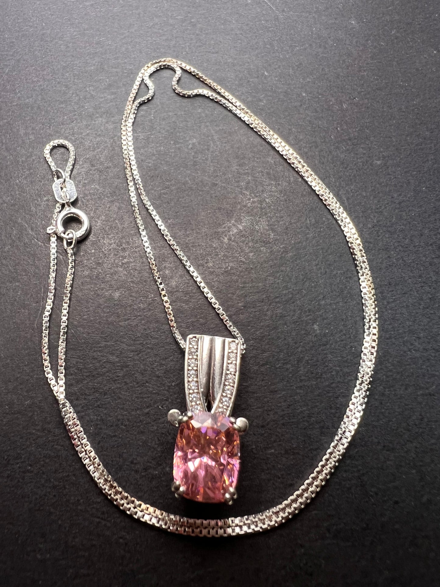 Bella Luce 5.17ctw Pink and white CZ Rhodium Over Silver Pendant