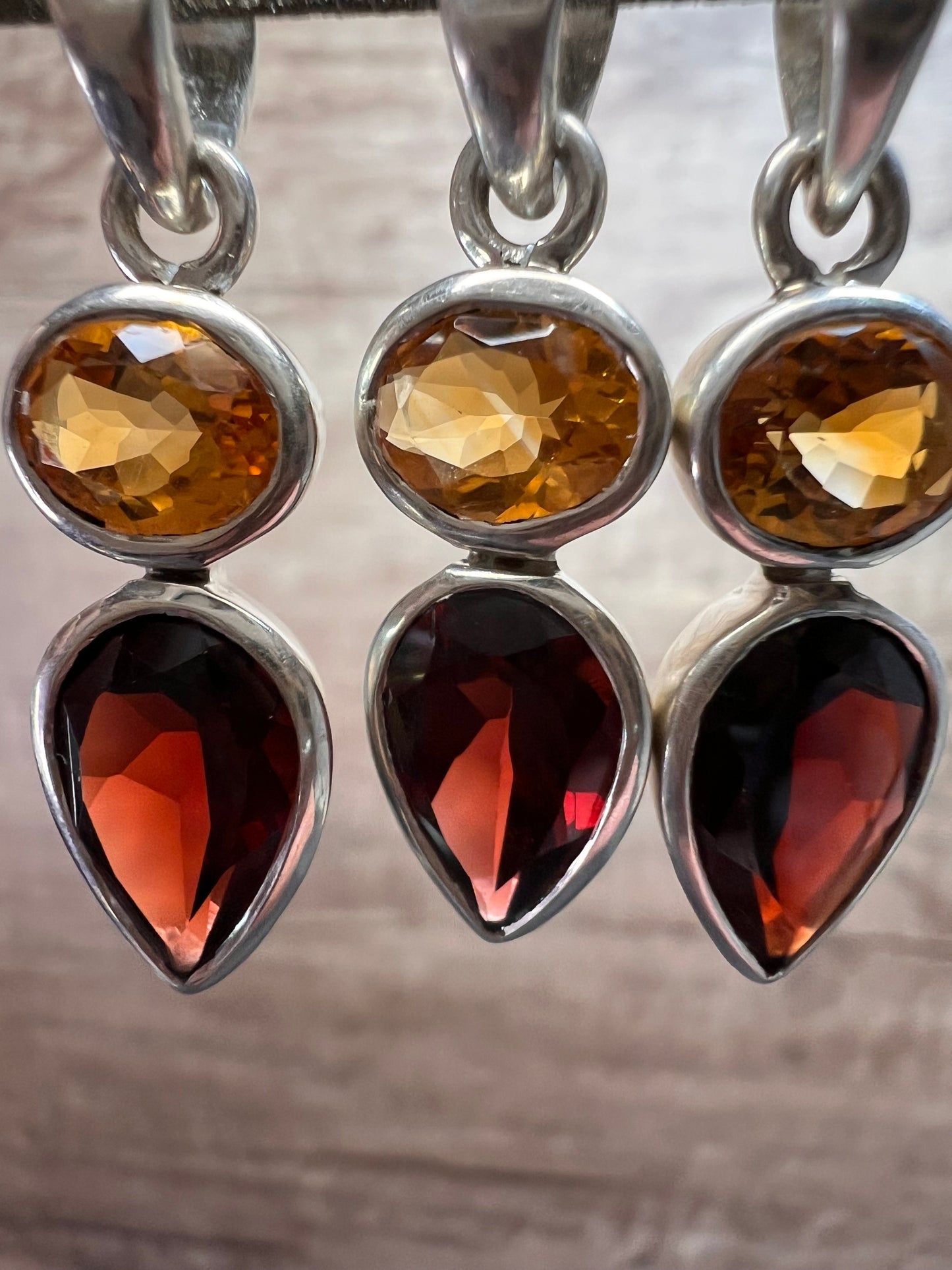 NEW citrine and garnet sterling silver pendant