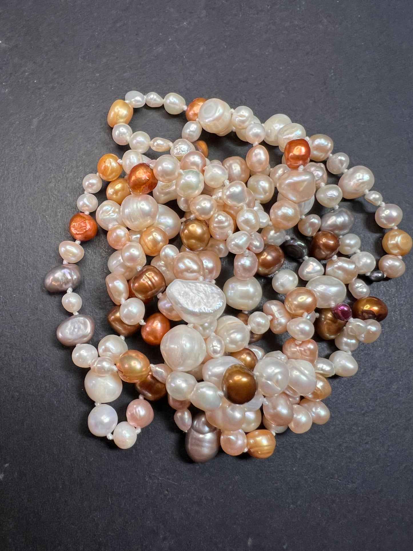 Multi colored freshwater pearls 50 inch endless necklace
