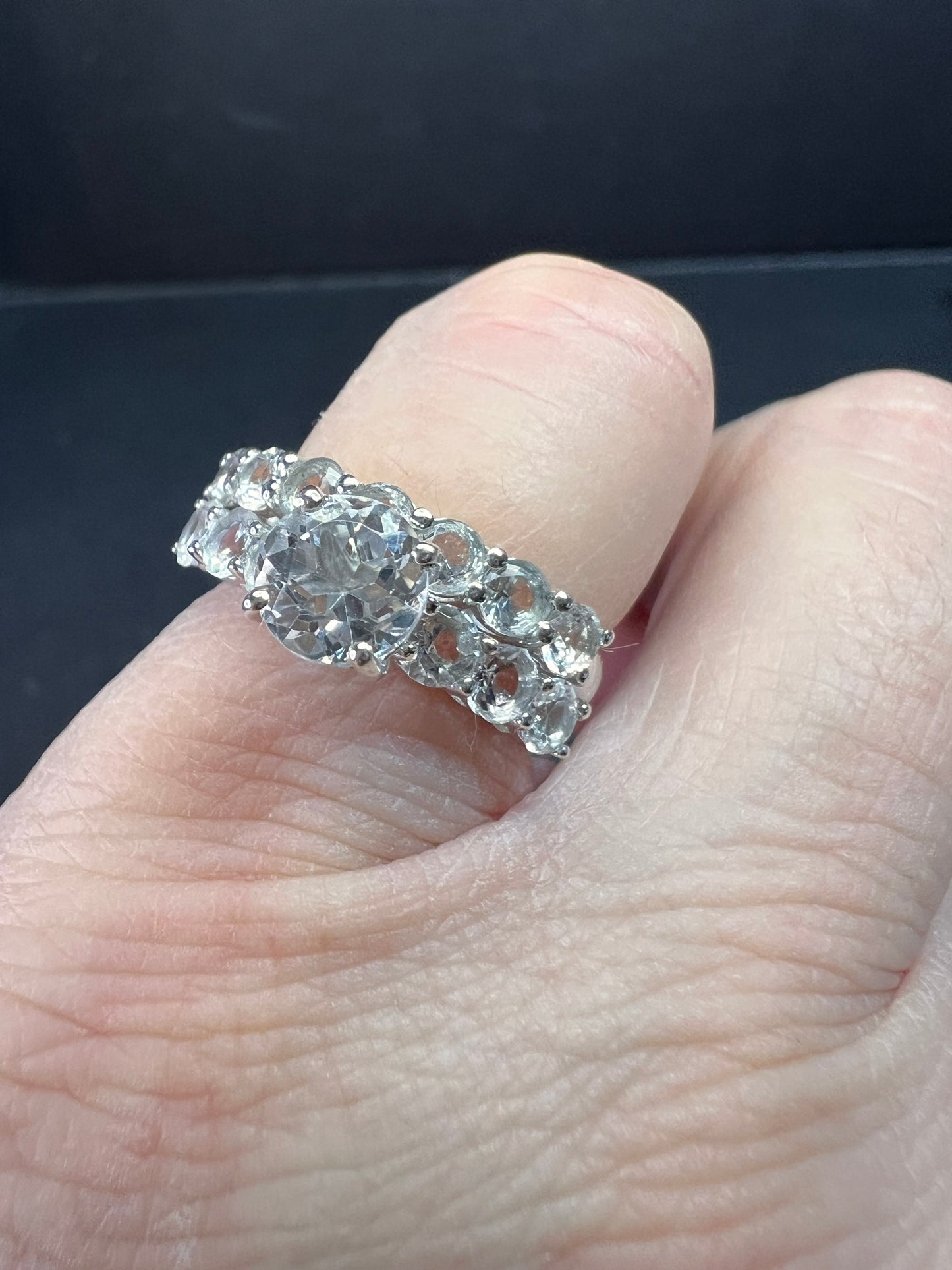 NEW White topaz stackable ring set in platinum over sterling silver size 5