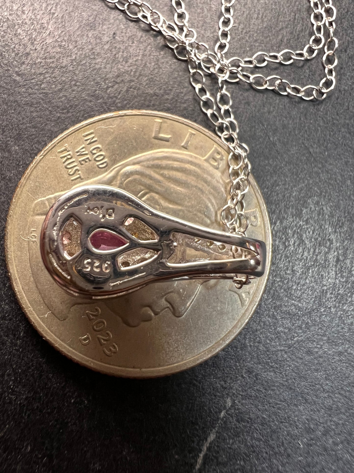 NEW purple multi sapphire sterling silver pendant and chain