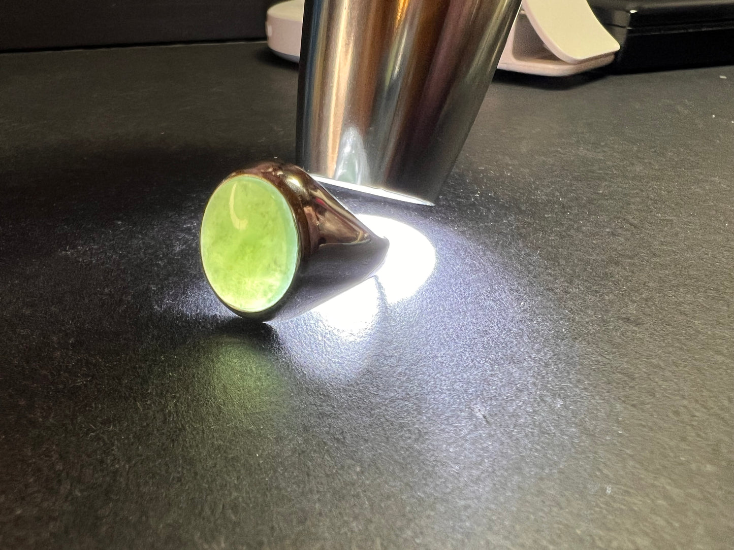 Vintage jade Pa Ha Co sterling silver ring size 8