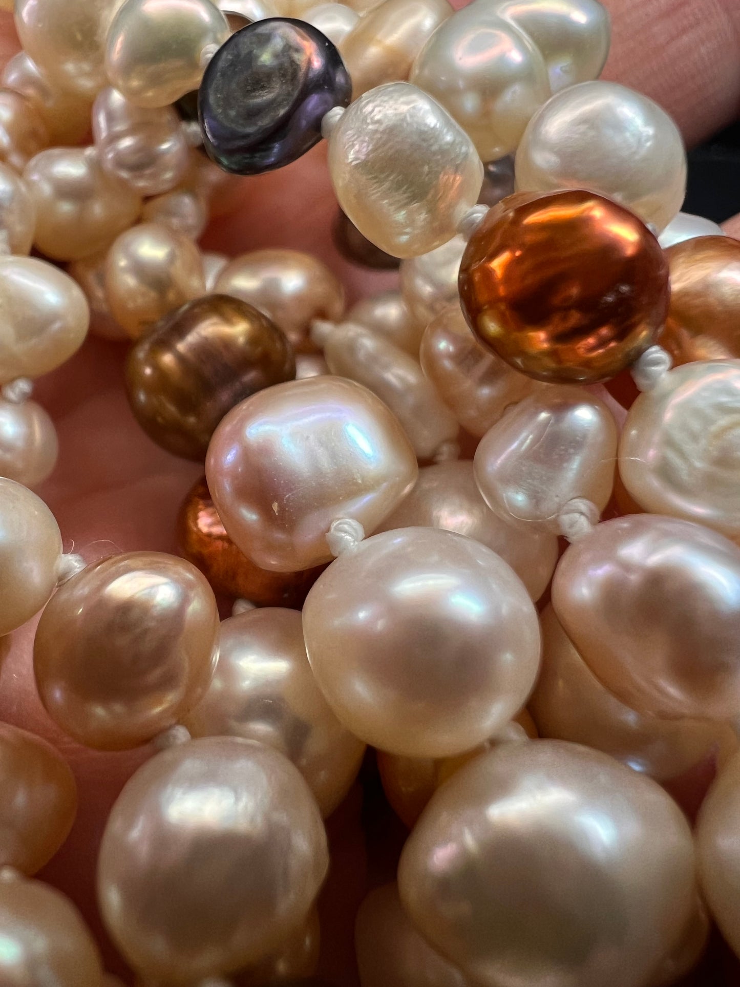 Multi colored freshwater pearls 50 inch endless necklace