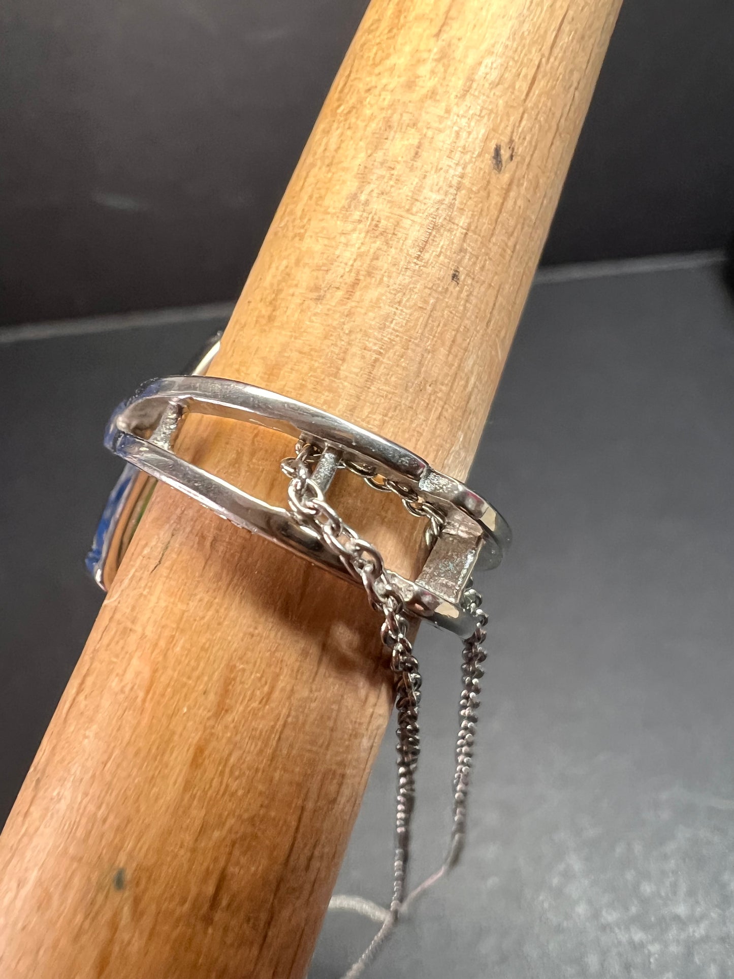 NEW Mojave green turquoise convertible pendant ring with chain in stainless steel