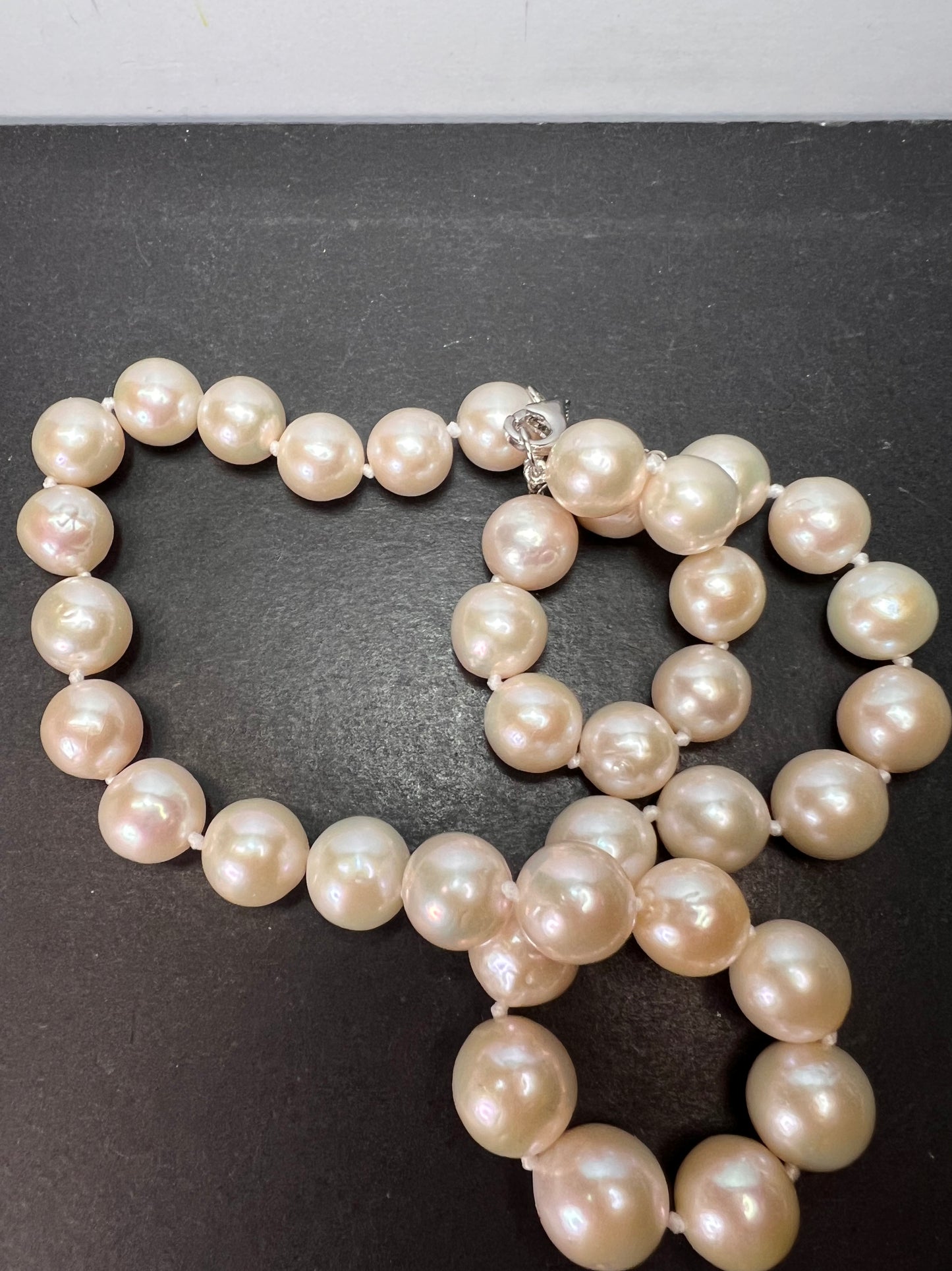 NEW White Cultured Freshwater Pearl Rhodium Over Sterling Silver Necklace 20 inch