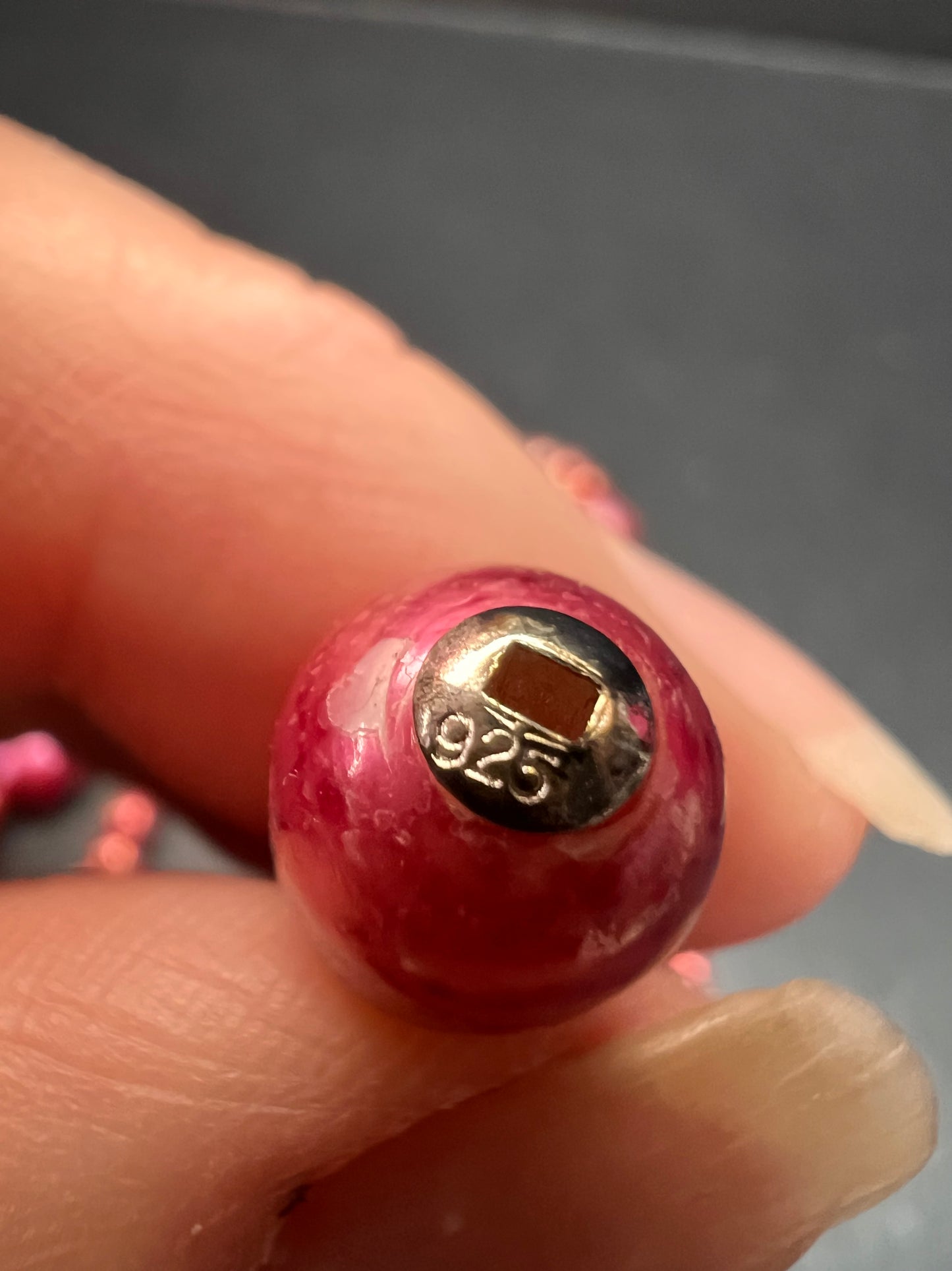 NEW coral and magenta colored freshwater pearl 36 inch station necklace with sterling silver clasp