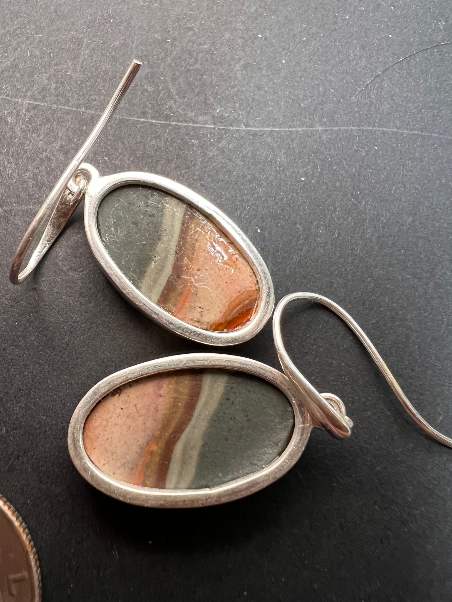 NEW Polychrome Jasper sterling silver dangle earrings 7.34 grams
