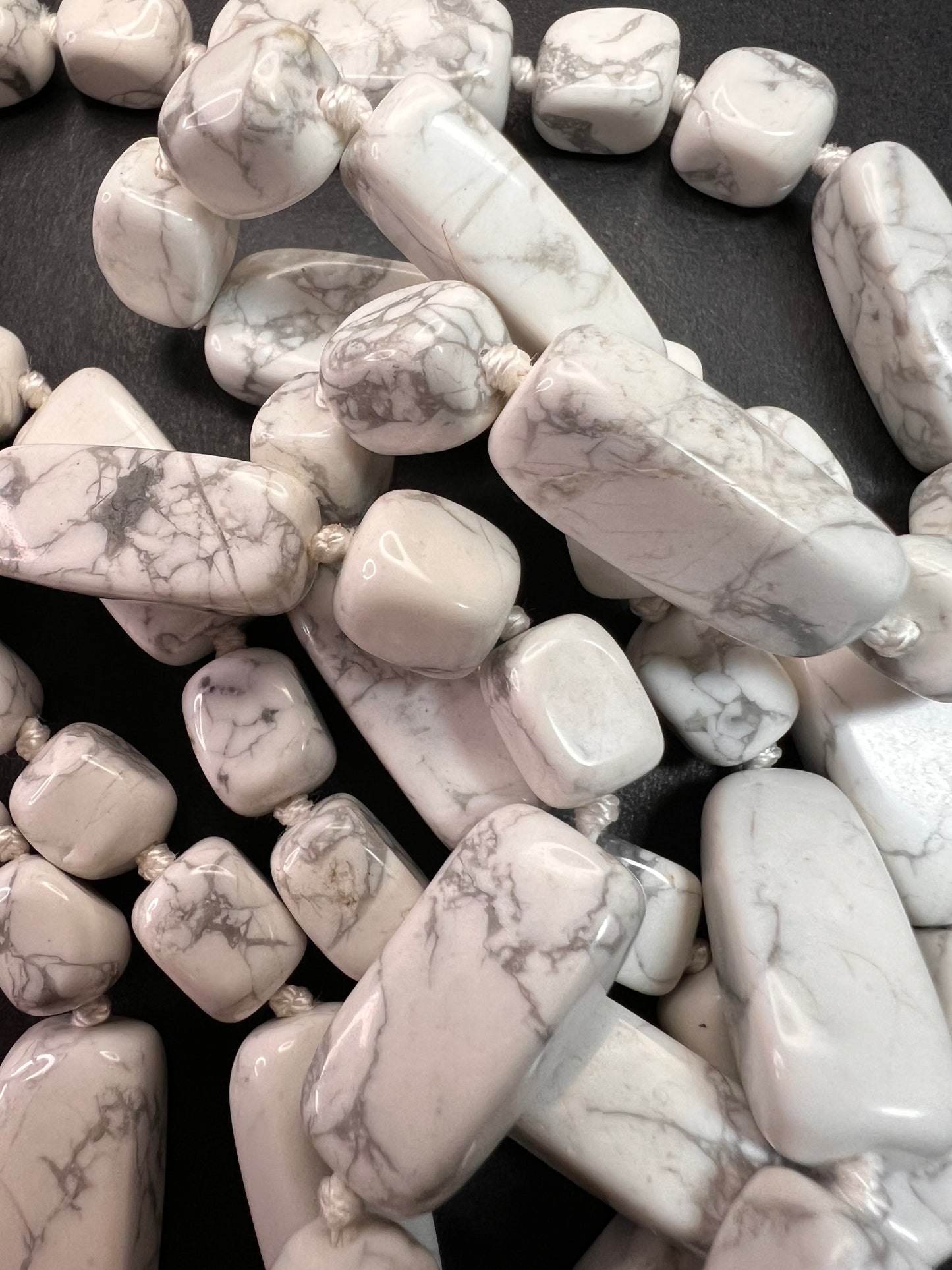 NEW howlite 36 inch knotted necklace with sterling silver clasp