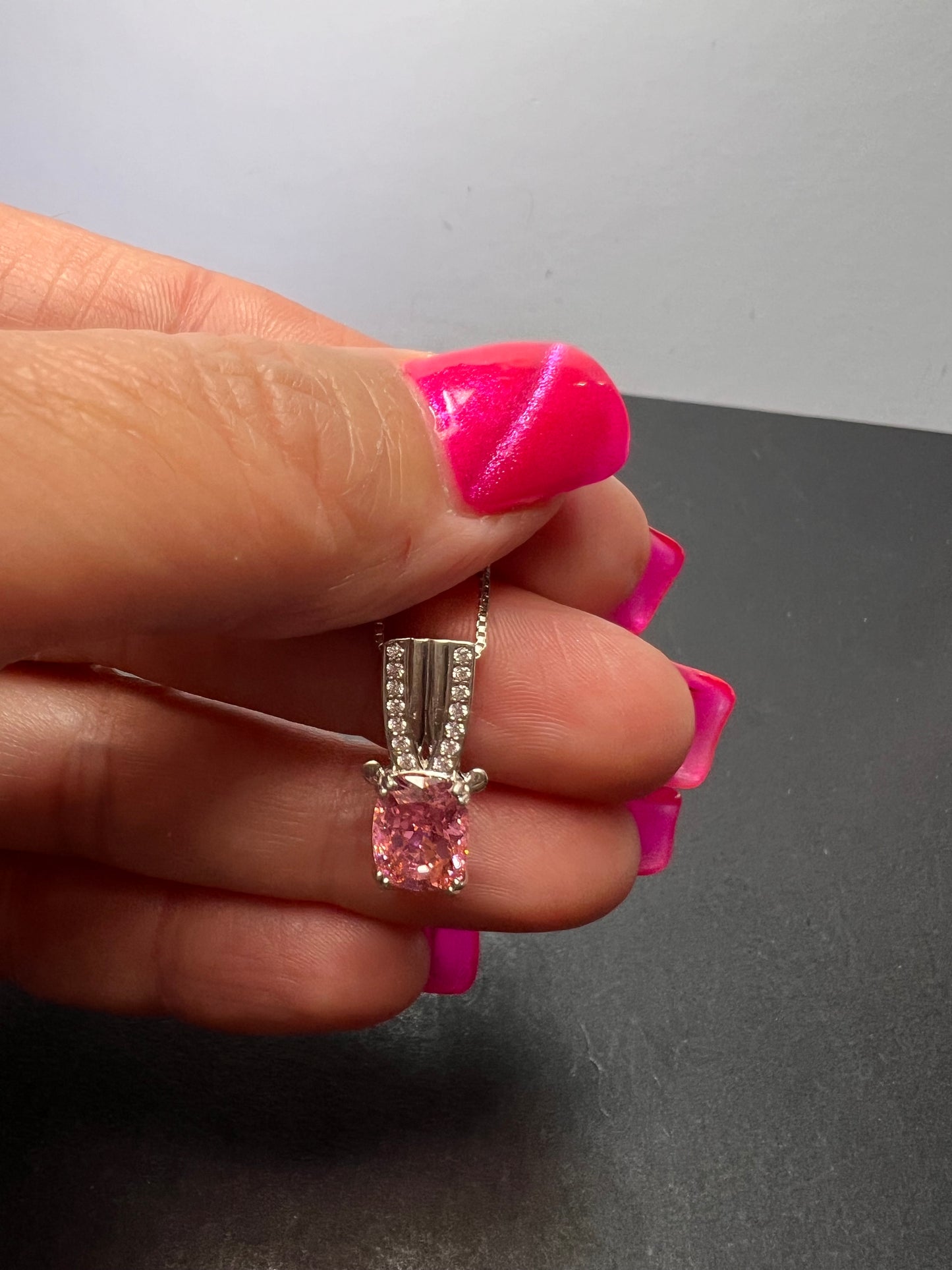 Bella Luce 5.17ctw Pink and white CZ Rhodium Over Silver Pendant