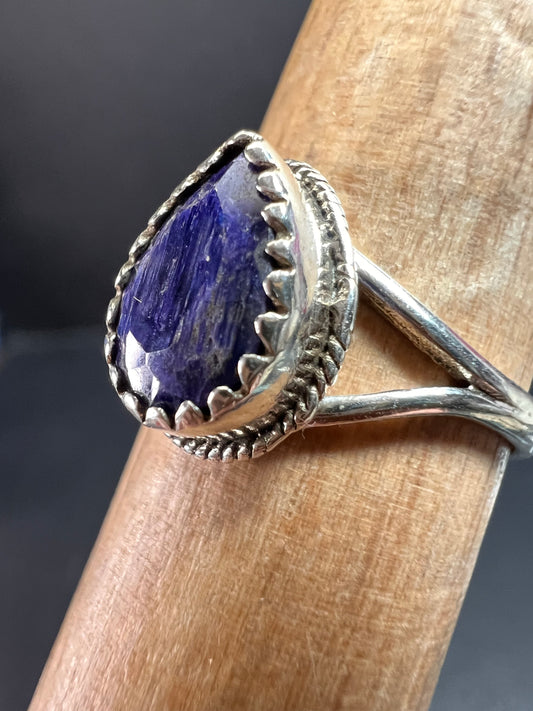 Blue kyanite sterling silver teardrop ring size 5