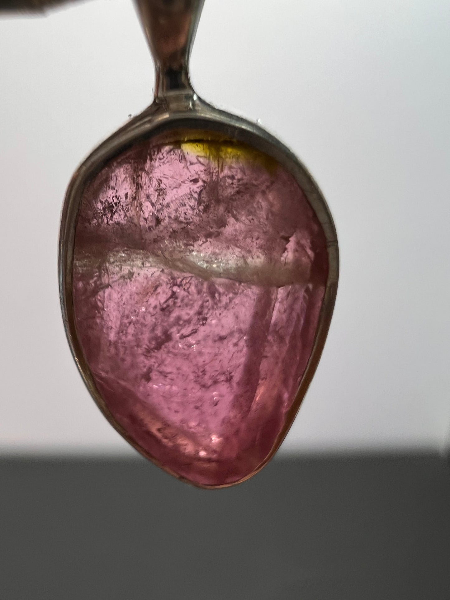 NEW Pink tri color tourmaline sterling silver pendant 1.34 grams