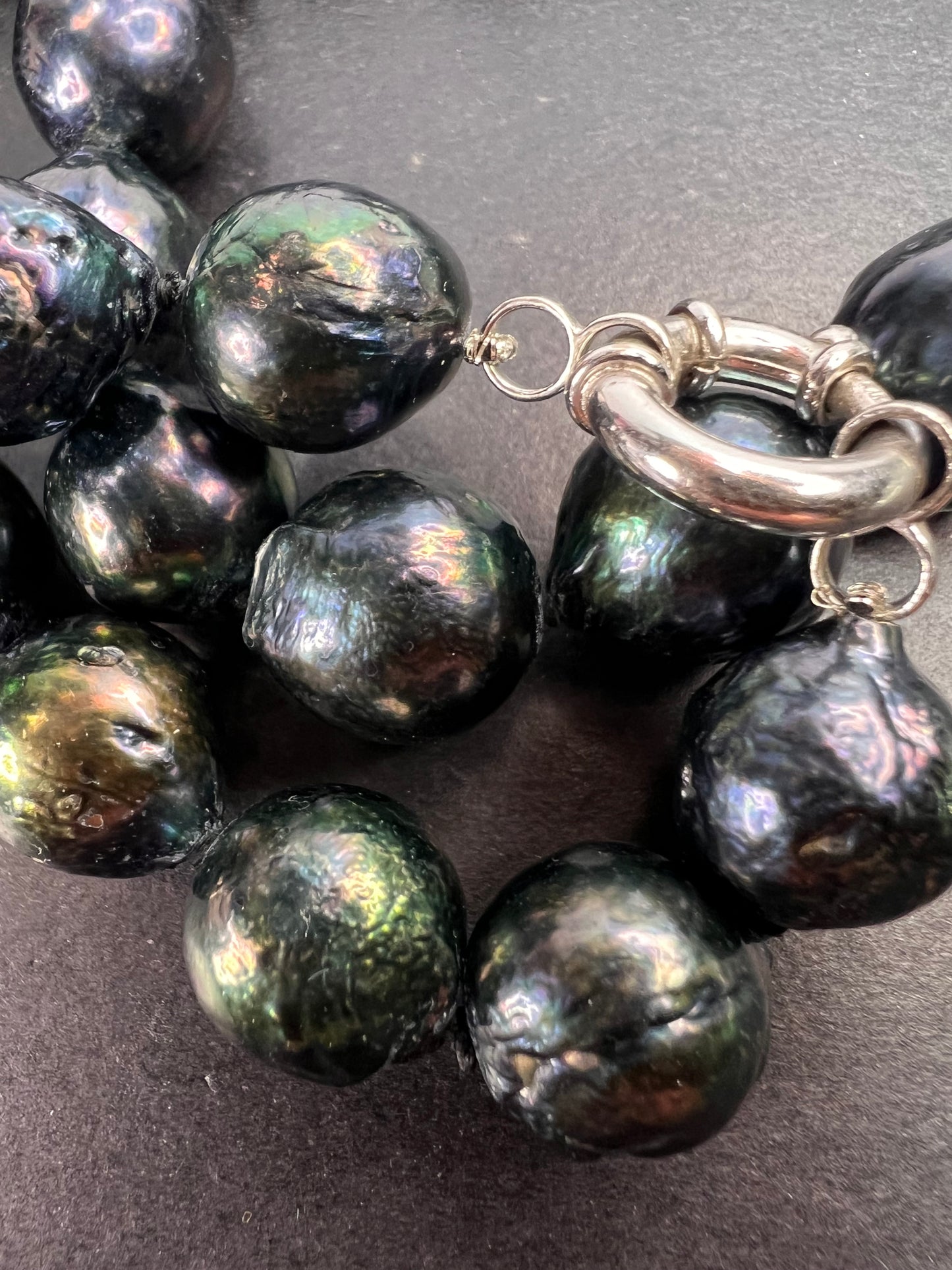 13mm Tahitian peacock baroque pearl 22 inch necklace with sterling silver clasp