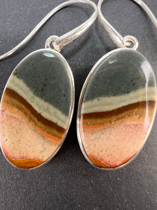 NEW Polychrome Jasper sterling silver dangle earrings 7.34 grams