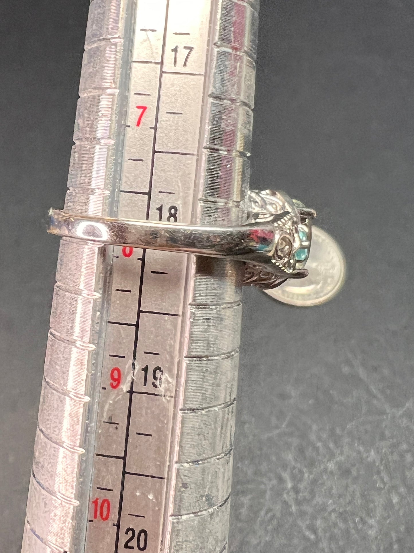 Prasiolite and apatite ring in platinum over copper size 8