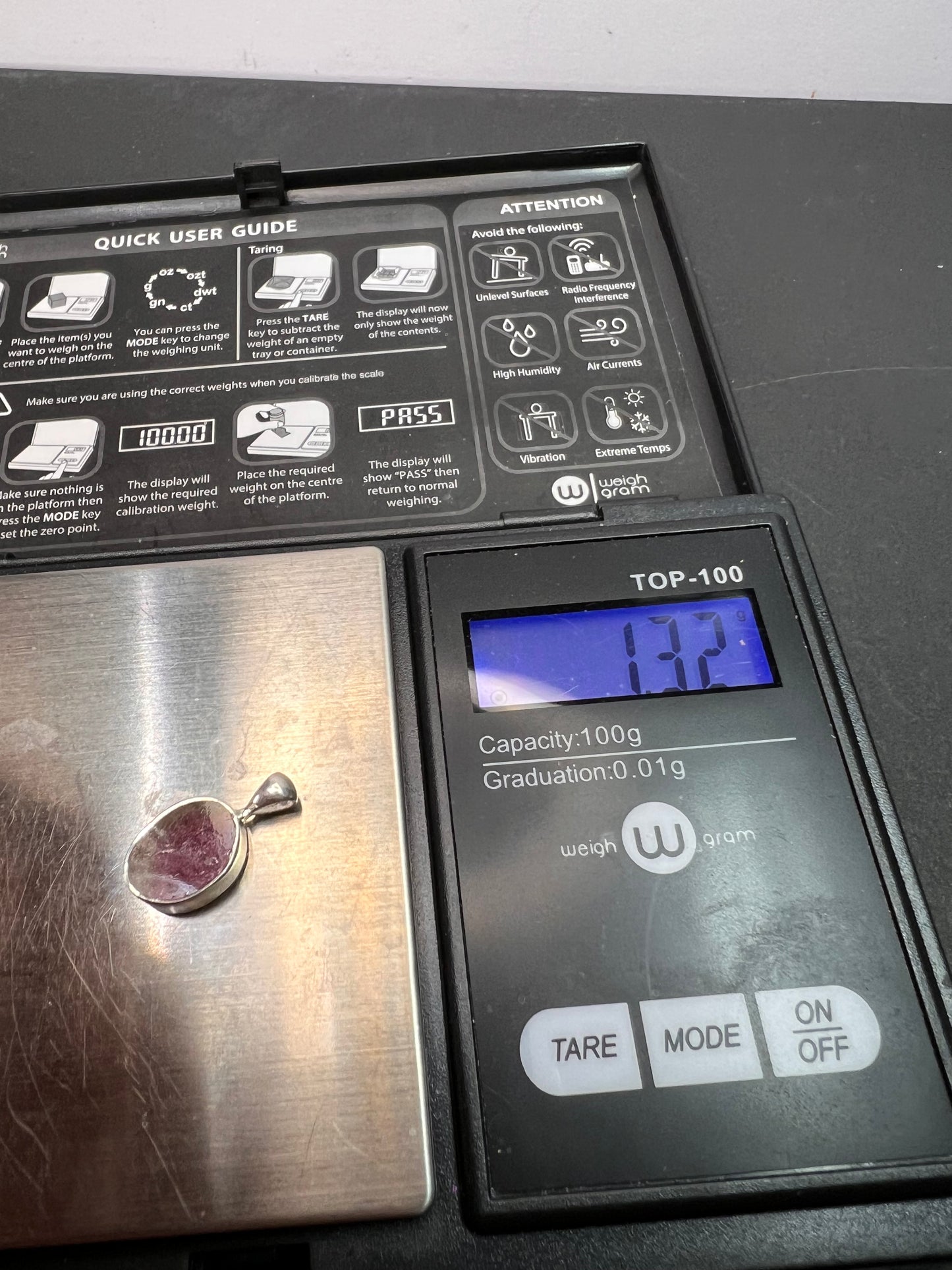 NEW Watermelon bi color sterling silver tourmaline pendant 1.32 grams