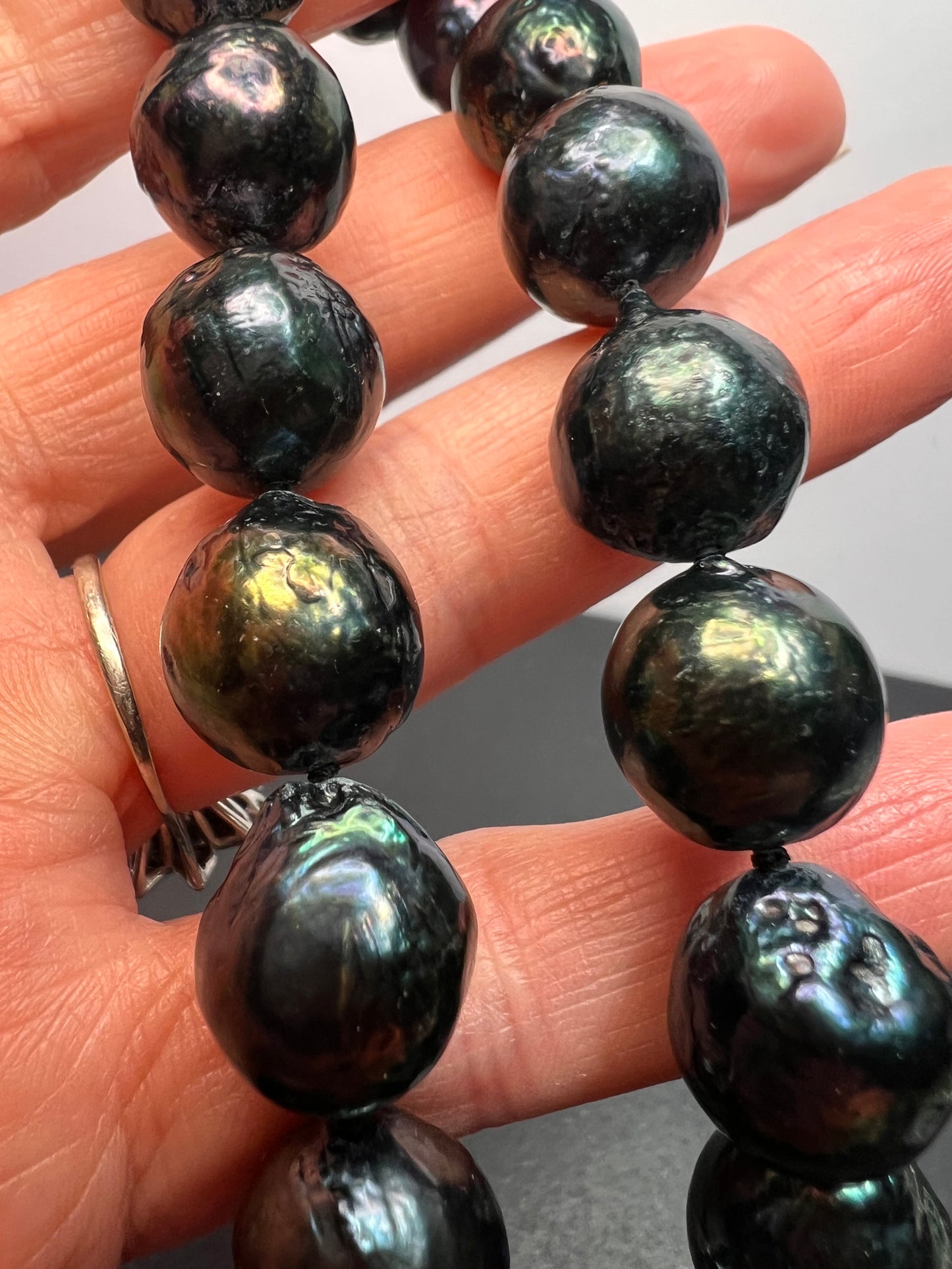 13mm Tahitian peacock baroque pearl 22 inch necklace with sterling silver clasp