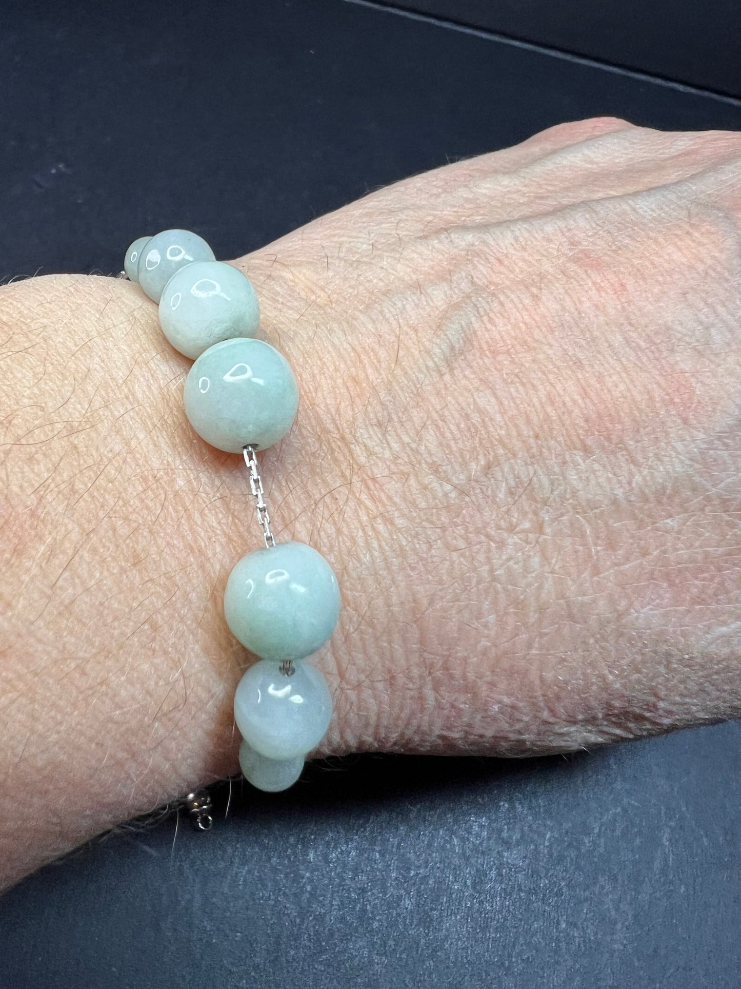 Burmese jade adjustable bolo sterling silver bracelet