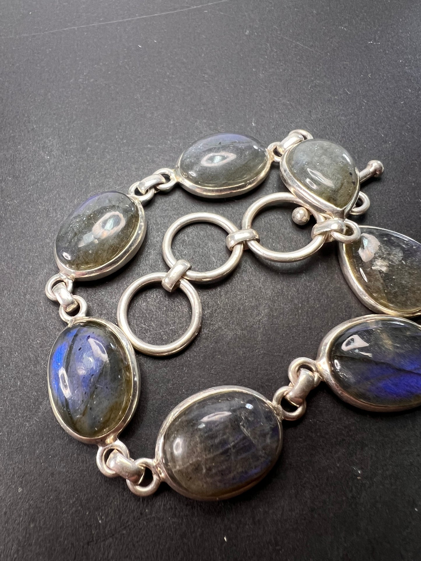 NEW Labradorite Sterling silver link toggle bracelet 9.25 inches