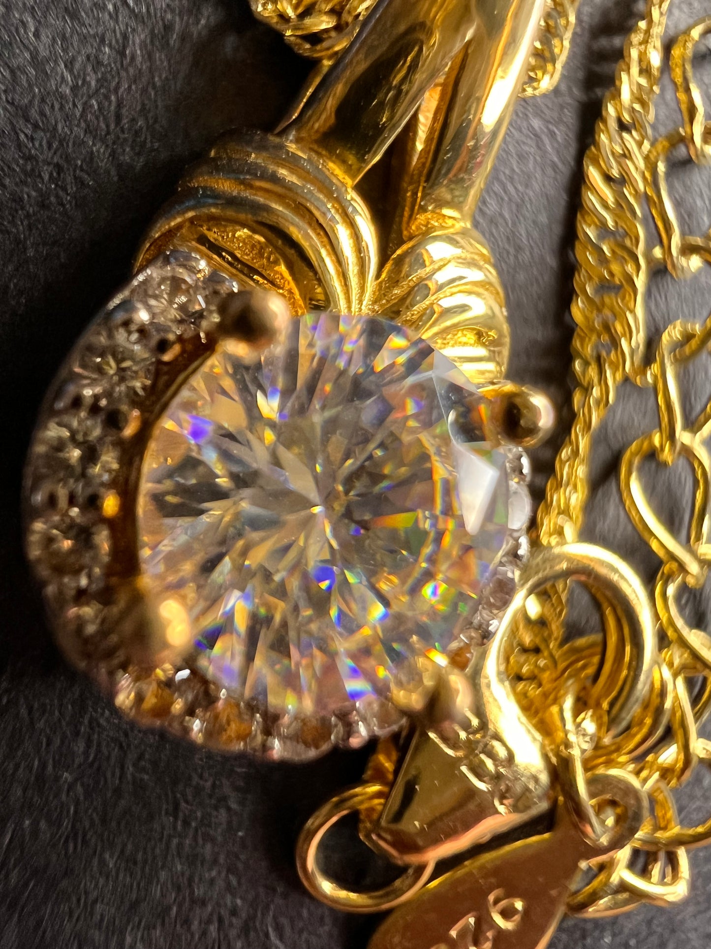 Strontium Titanate And White Zircon 18k Yellow Gold Over Sterling Silver Pendant With Chain 1.23ctw