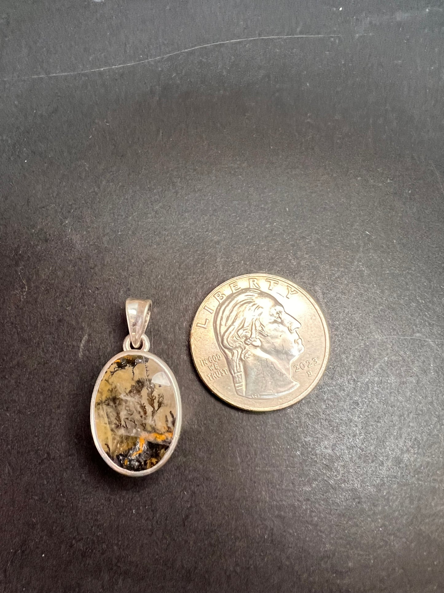 NEW Dendretic agate gemstone sterling silver pendant