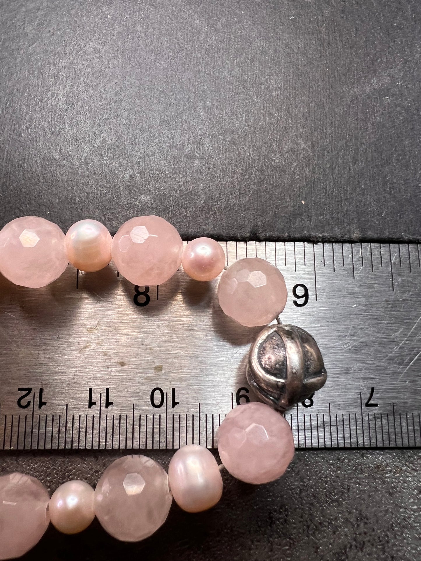 NEW rose quartz and pearl sterling silver necklace