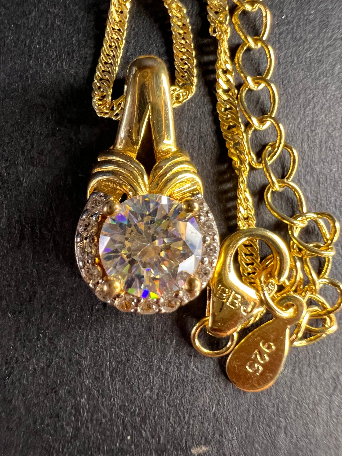 Strontium Titanate And White Zircon 18k Yellow Gold Over Sterling Silver Pendant With Chain 1.23ctw