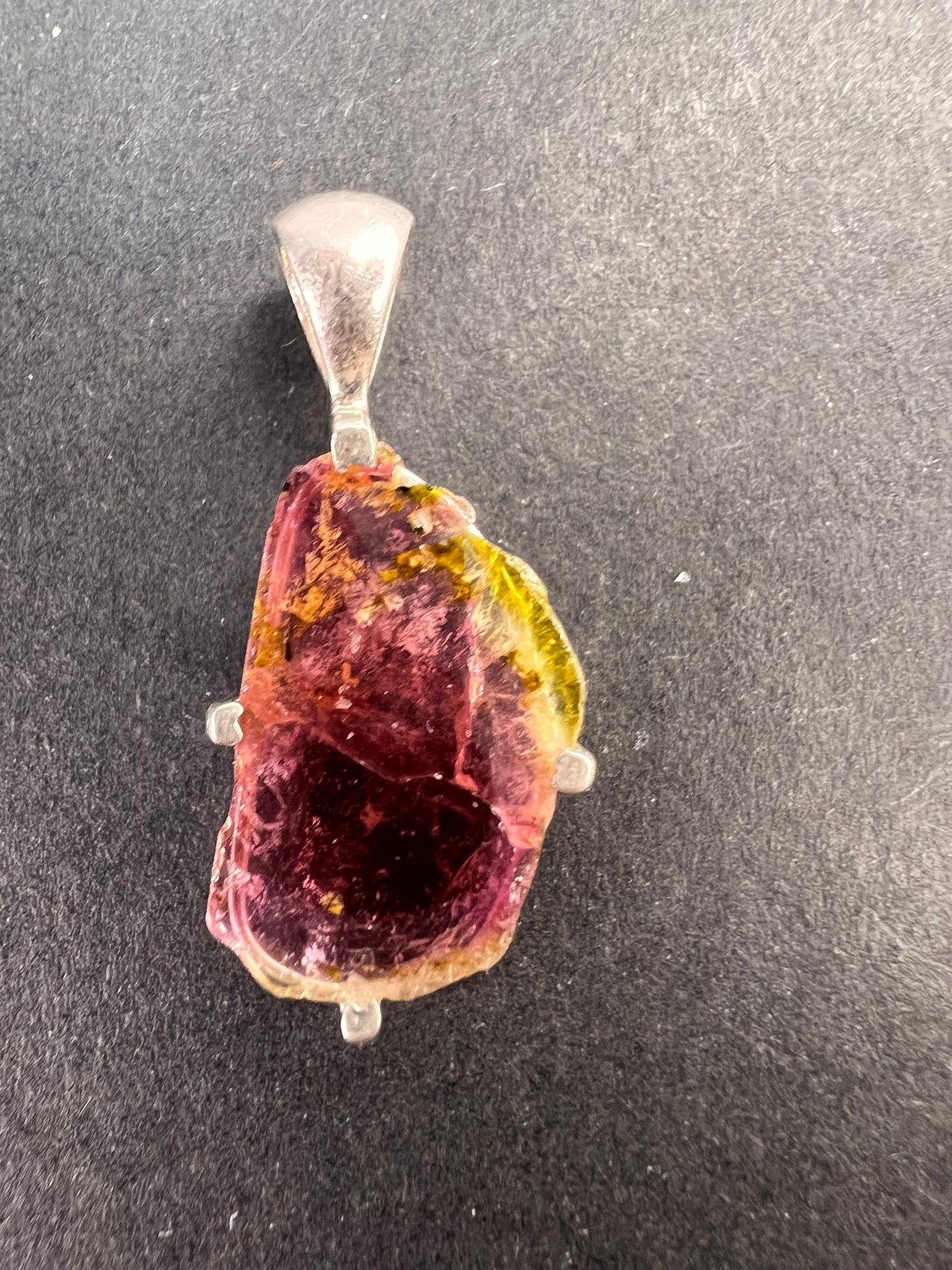 NEW Watermelon tourmaline sterling silver pendant 1.56 grams