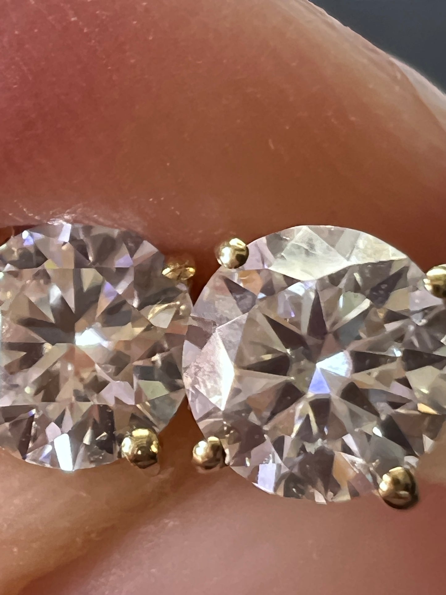 10k yellow gold moissanite stud earrings 4.8mm