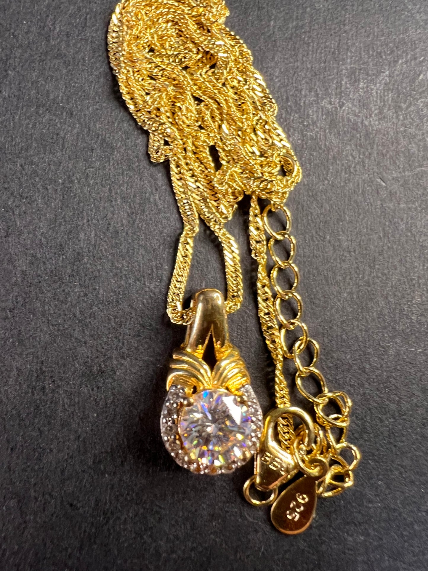 Strontium Titanate And White Zircon 18k Yellow Gold Over Sterling Silver Pendant With Chain 1.23ctw