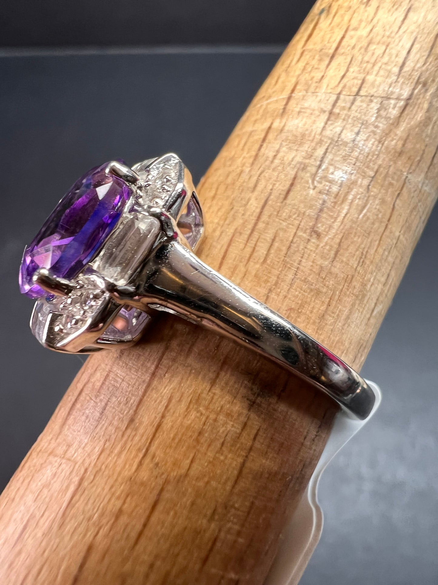 NEW Rose de France amethyst art deco sterling silver ring size 8