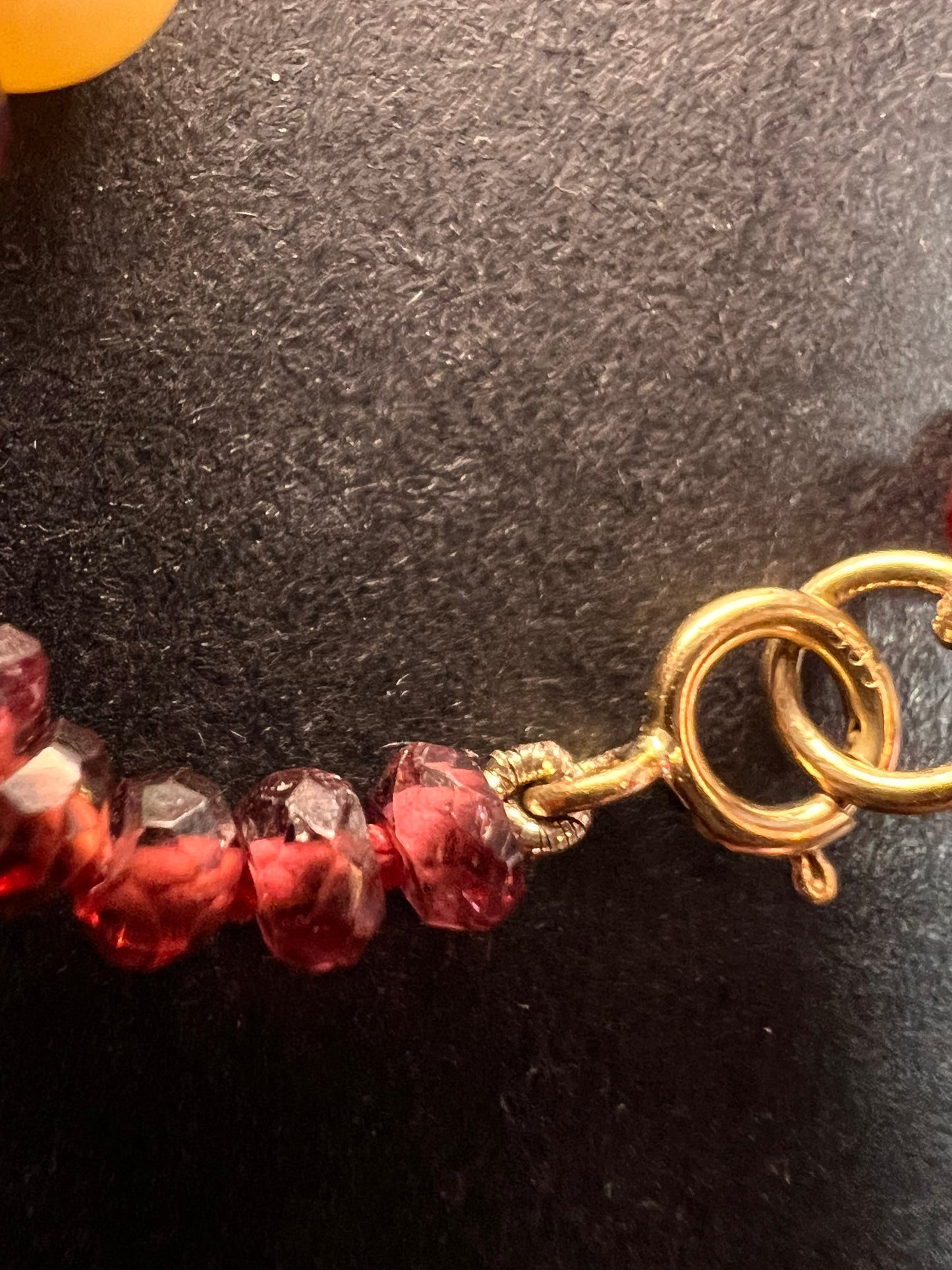 14k gold clasp garnet and pearl station necklace 18 inches