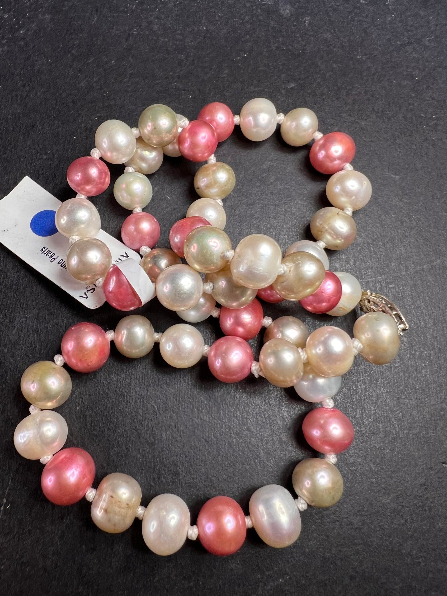 NEW multi colored freshwater pearl necklace with sterling silver clasp
