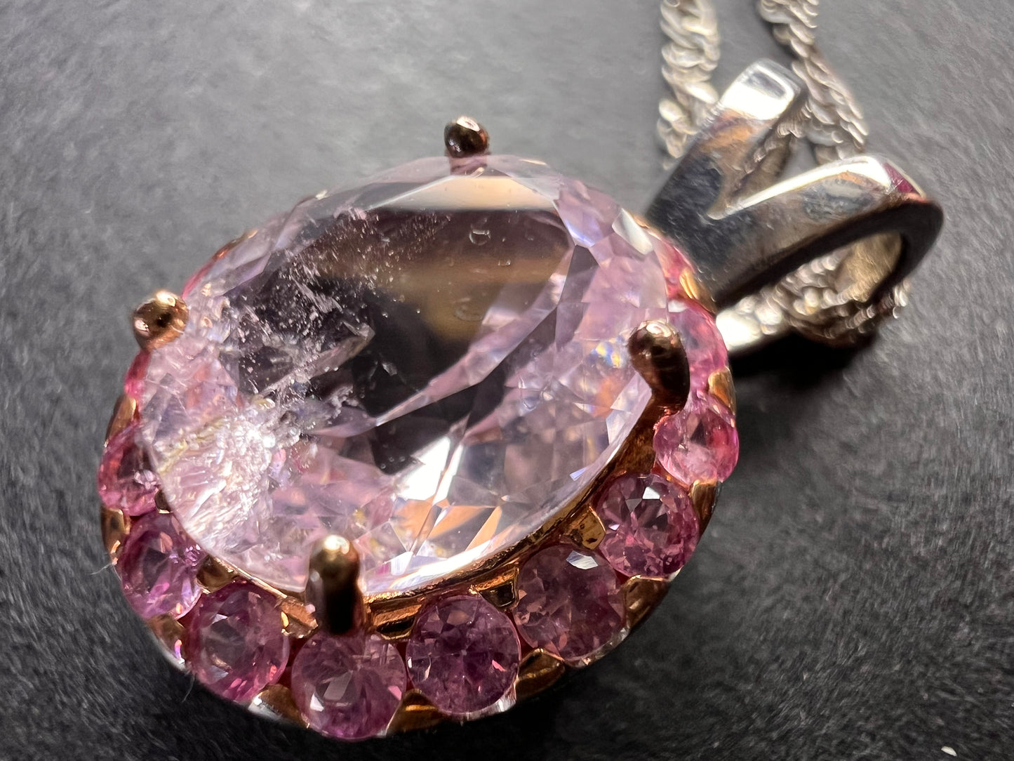 Pink Kunzite Rhodium Over Sterling Silver Pendant With Chain 3.28ctw